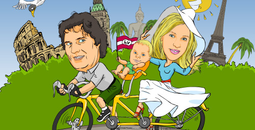 Карикатура с фоном для 3 человек Вся Латвия #3