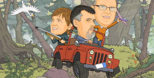 Карикатура с фоном для 3 человек Вся Латвия #2