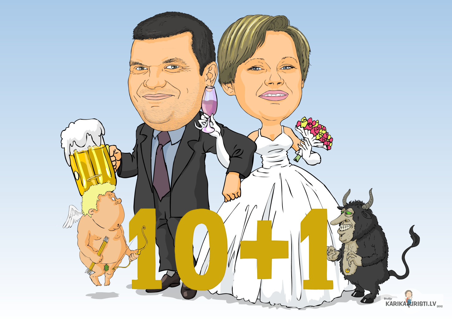 Карикатура для 2 человек без фона