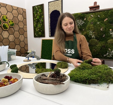Мастер-класс по декорированию зеркала мхом от «Moss Art Studio» (d-55см)